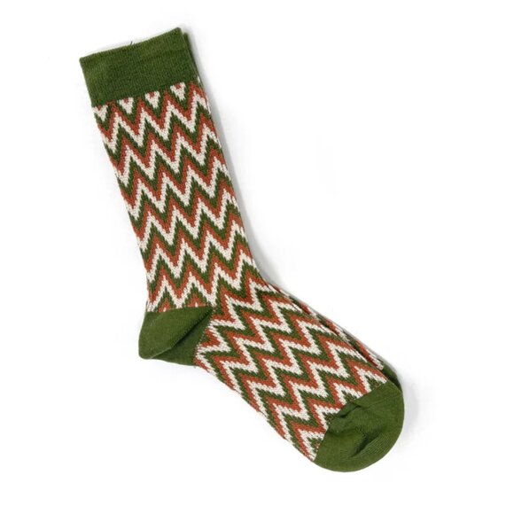 Accessories - NWT Charley Olive Green Chevron Crew Socks